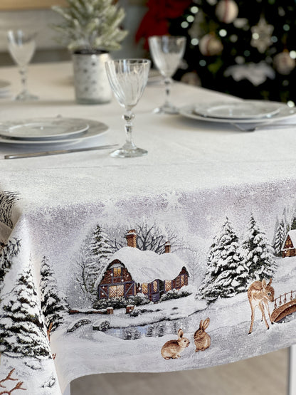 Christmas tapestry tablecloth «WINTER» With microfibre