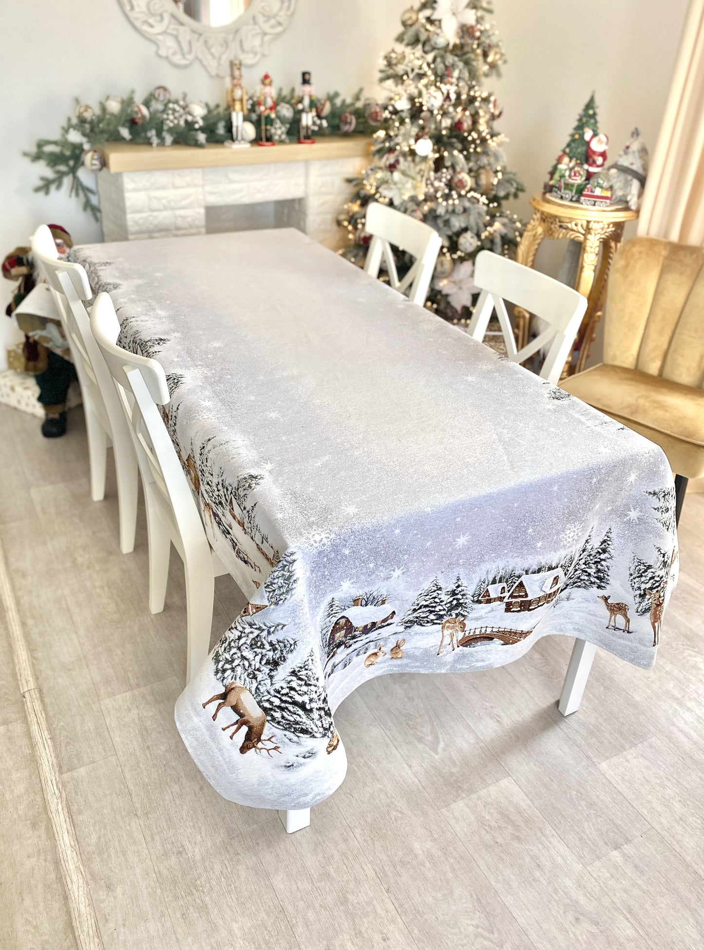 Christmas tapestry tablecloth «Winter» With microfibre