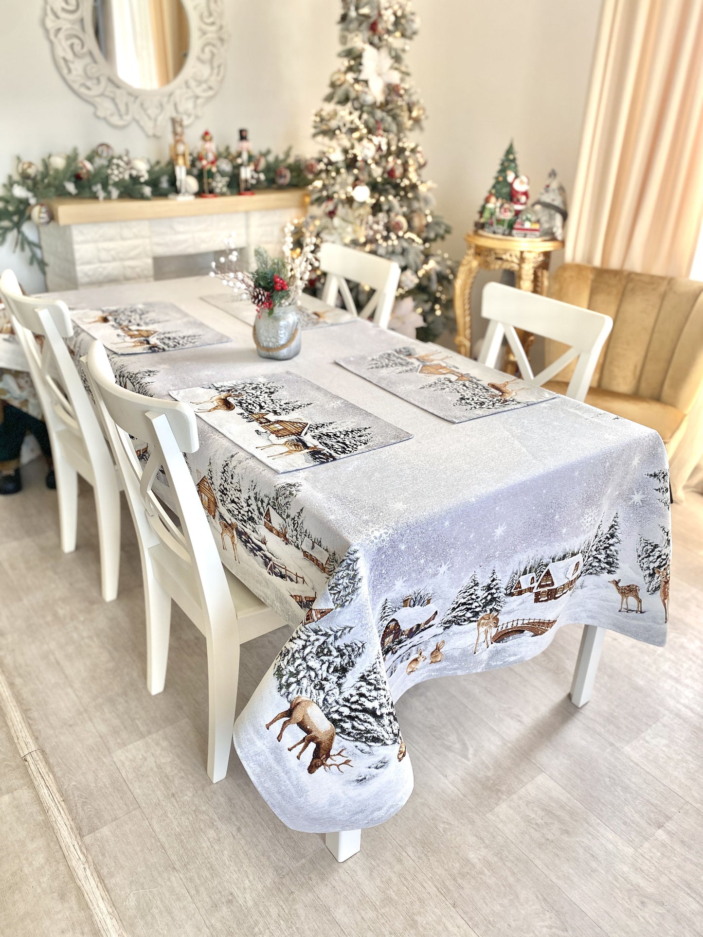 Christmas tapestry tablecloth «Winter» With microfibre