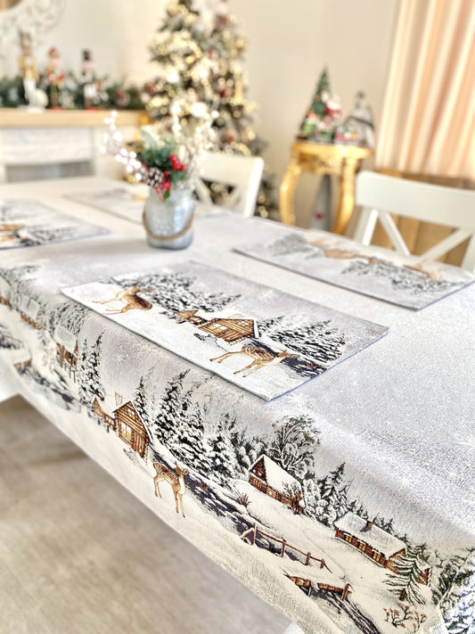 Christmas tapestry tablecloth «Winter» With microfibre