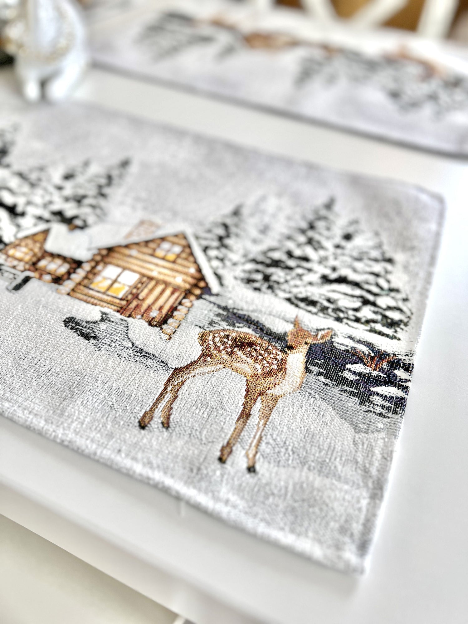 Winter Holiday Placemats «Winter» With microfibre &amp; silver lurex Limaso Textile