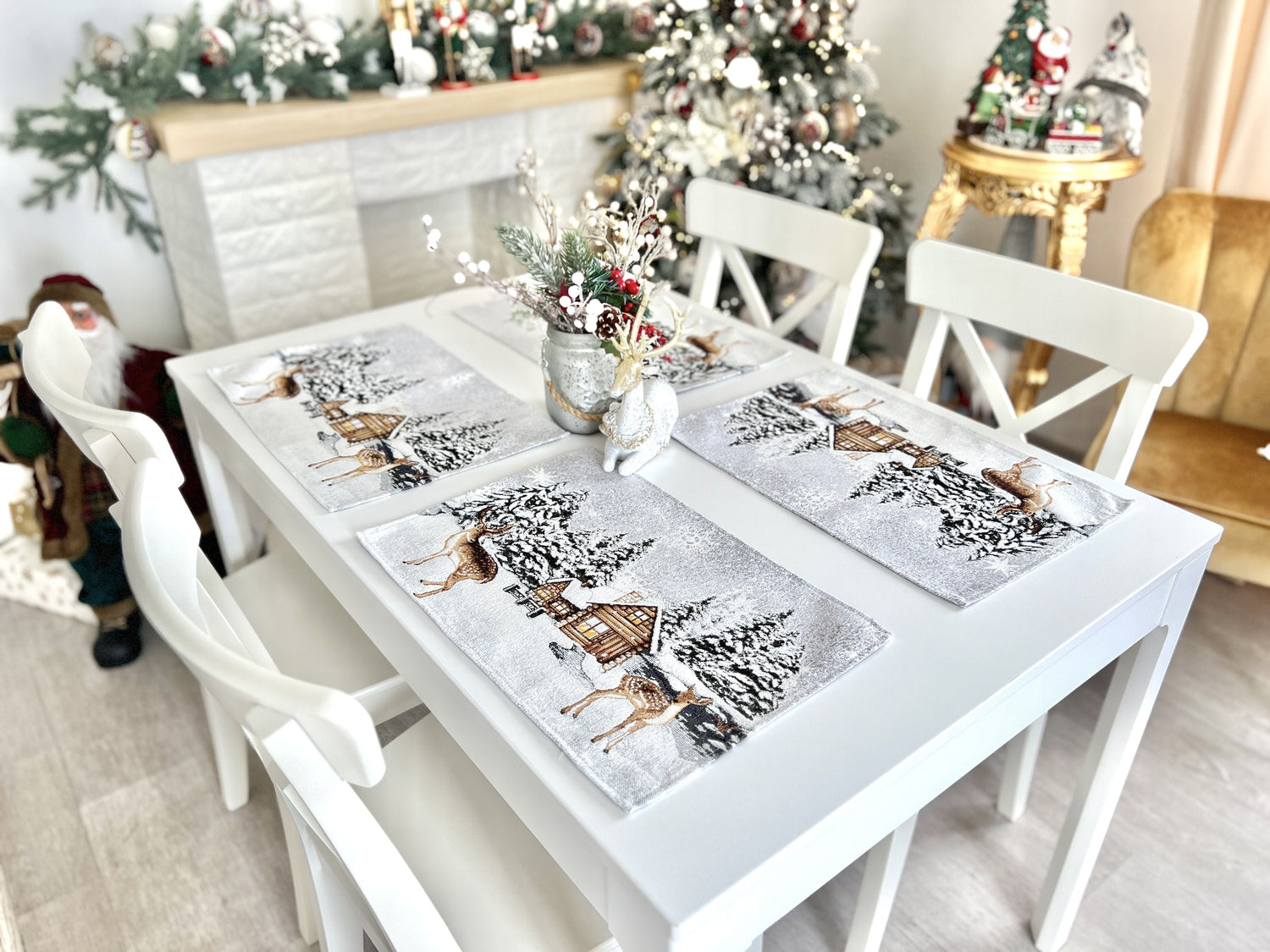 Winter Holiday Placemats «Winter» With microfibre &amp; silver lurex Limaso Textile