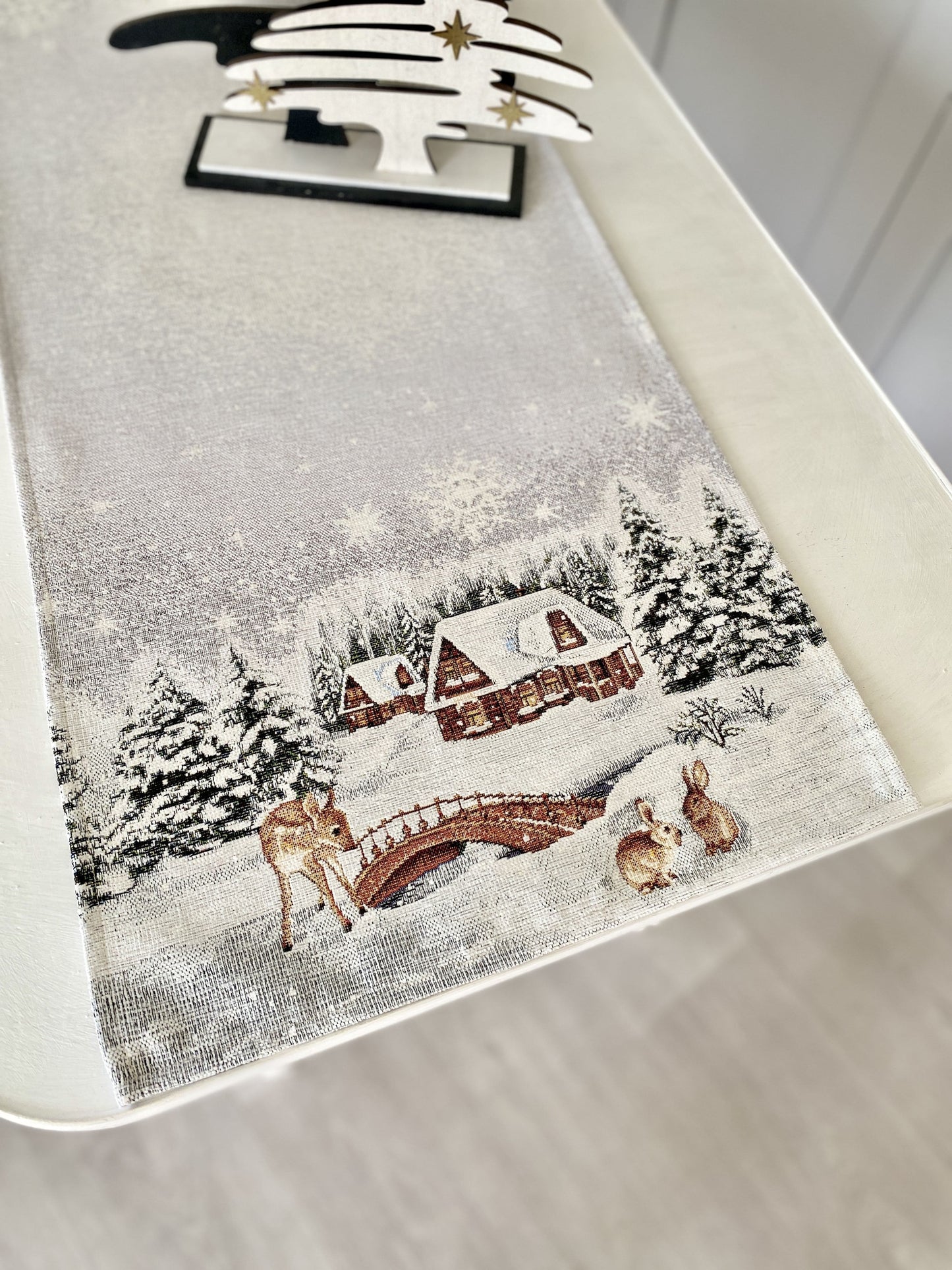 Christmas Tapestry Table runner «WINTER» With microfibre