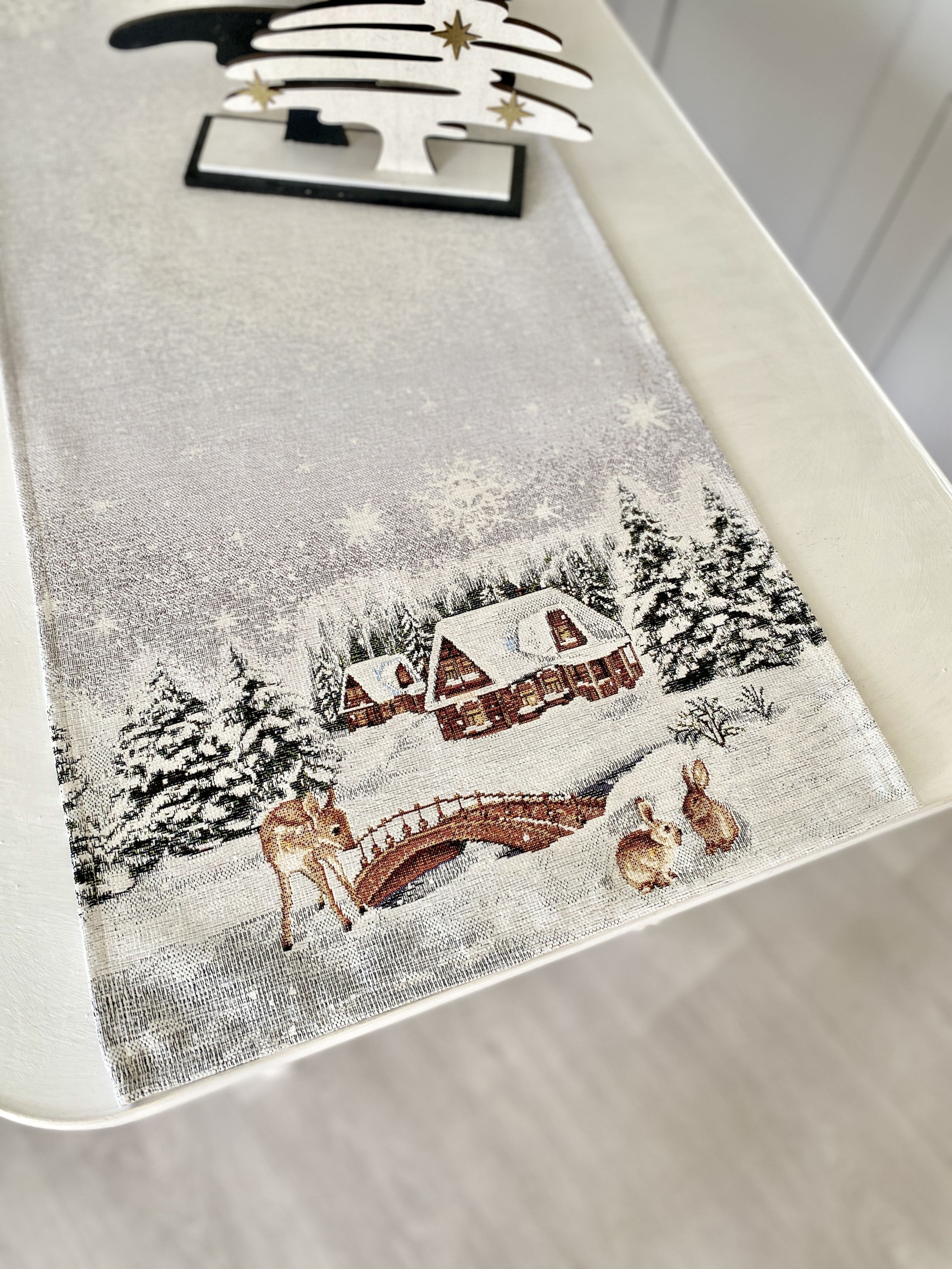 Christmas Tapestry Table runner «WINTER» With microfibre Limaso Textile