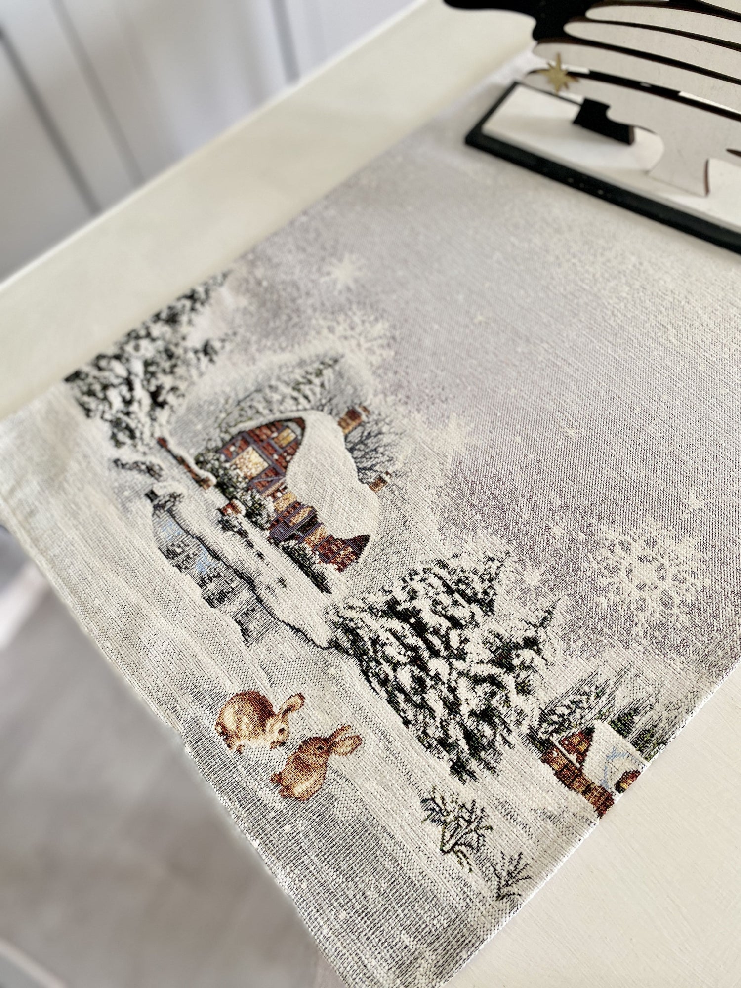 Christmas Tapestry Table runner «WINTER» With microfibre Limaso Textile