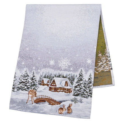 Christmas Tapestry Table runner «WINTER» With microfibre