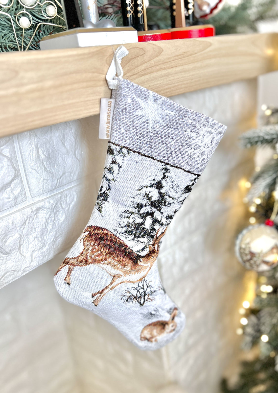 Holiday Stocking «Winter» With microfibre &amp; silver lurex
