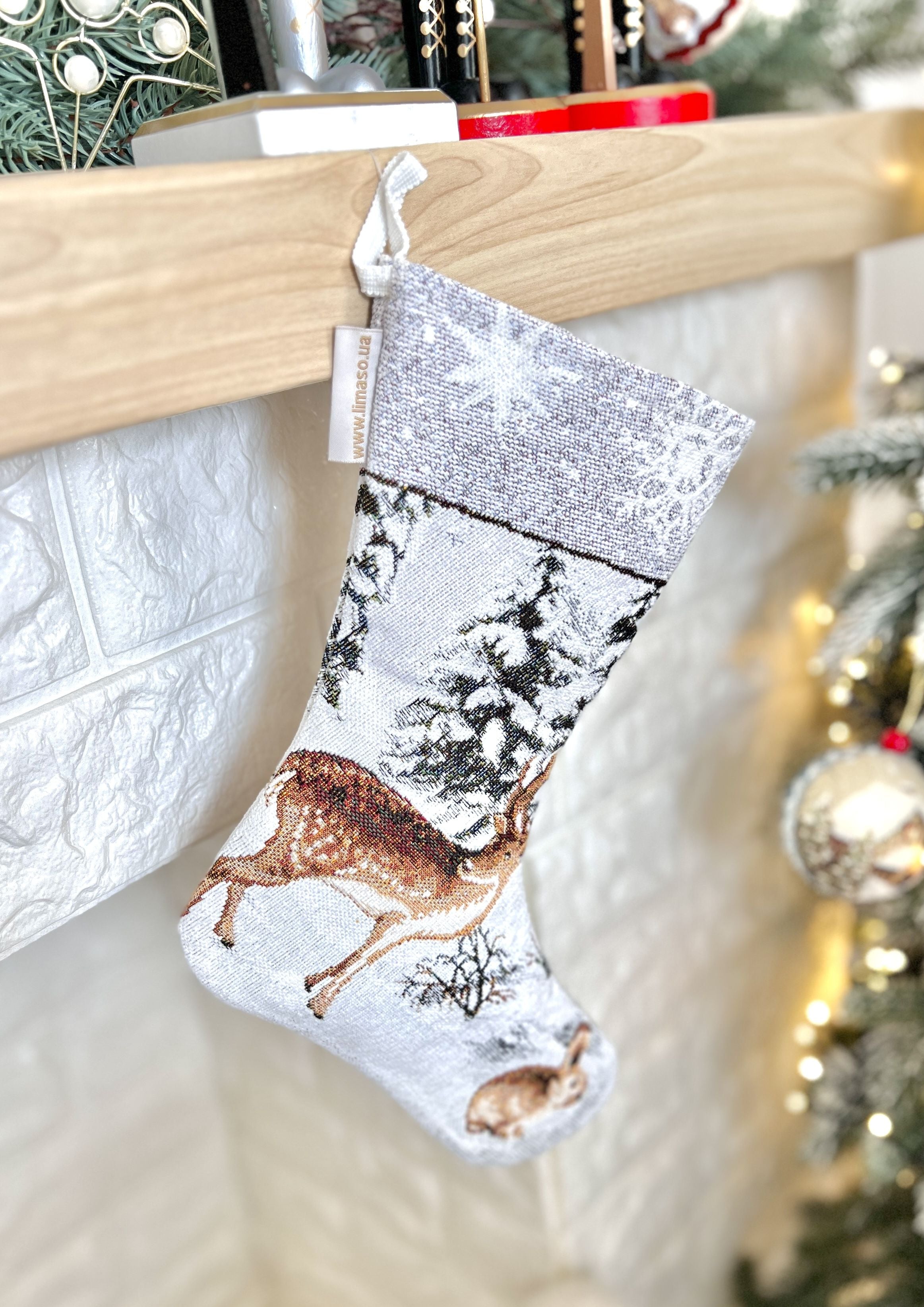 Holiday Stocking «Winter» With microfibre &amp; silver lurex