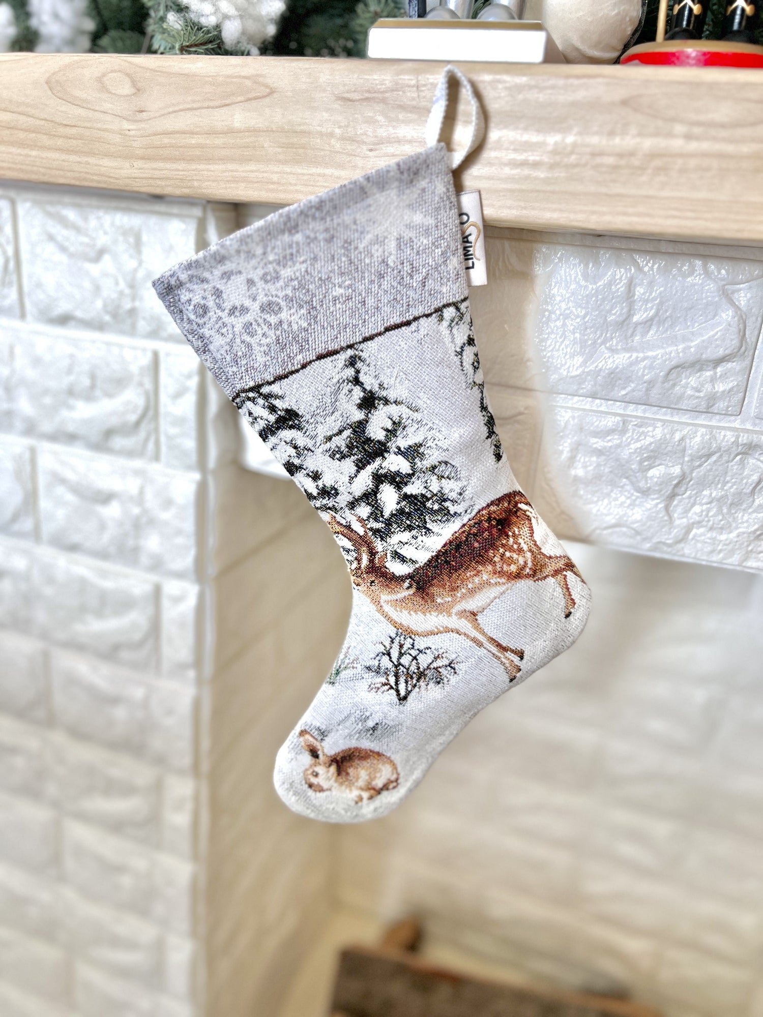 Holiday Stocking «Winter» With microfibre &amp; silver lurex Limaso Textile