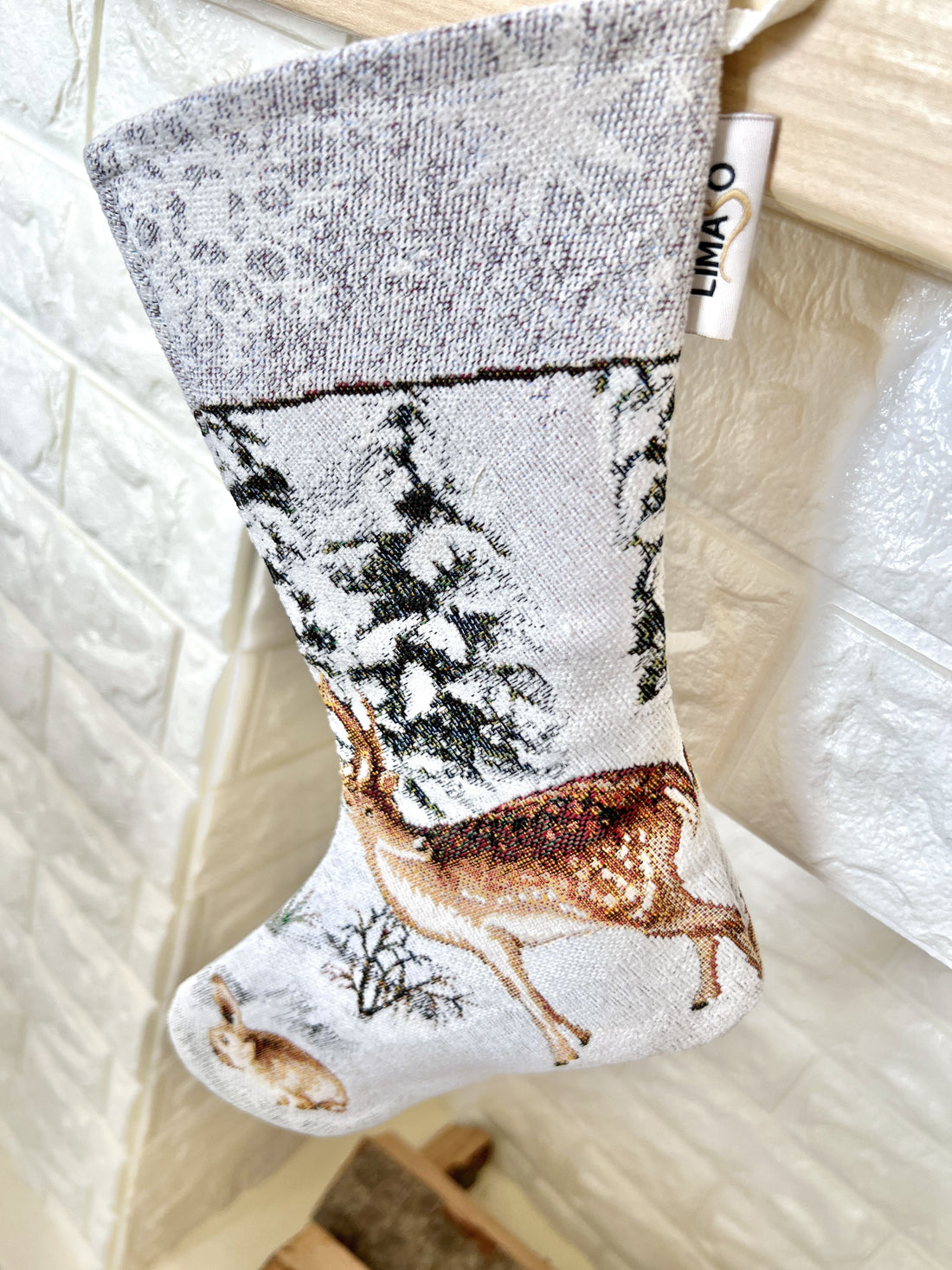 Holiday Stocking «Winter» With microfibre &amp; silver lurex Limaso Textile