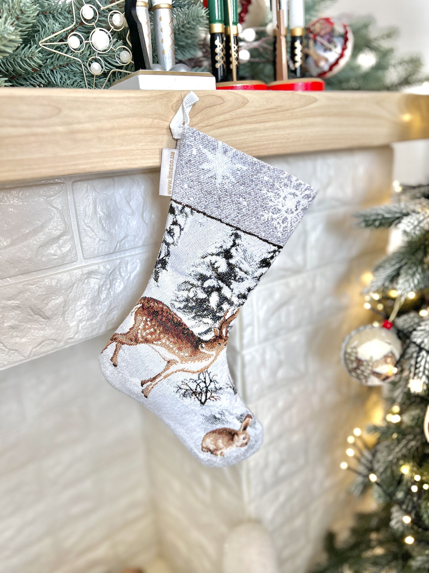 Holiday Stocking «Winter» With microfibre &amp; silver lurex Limaso Textile