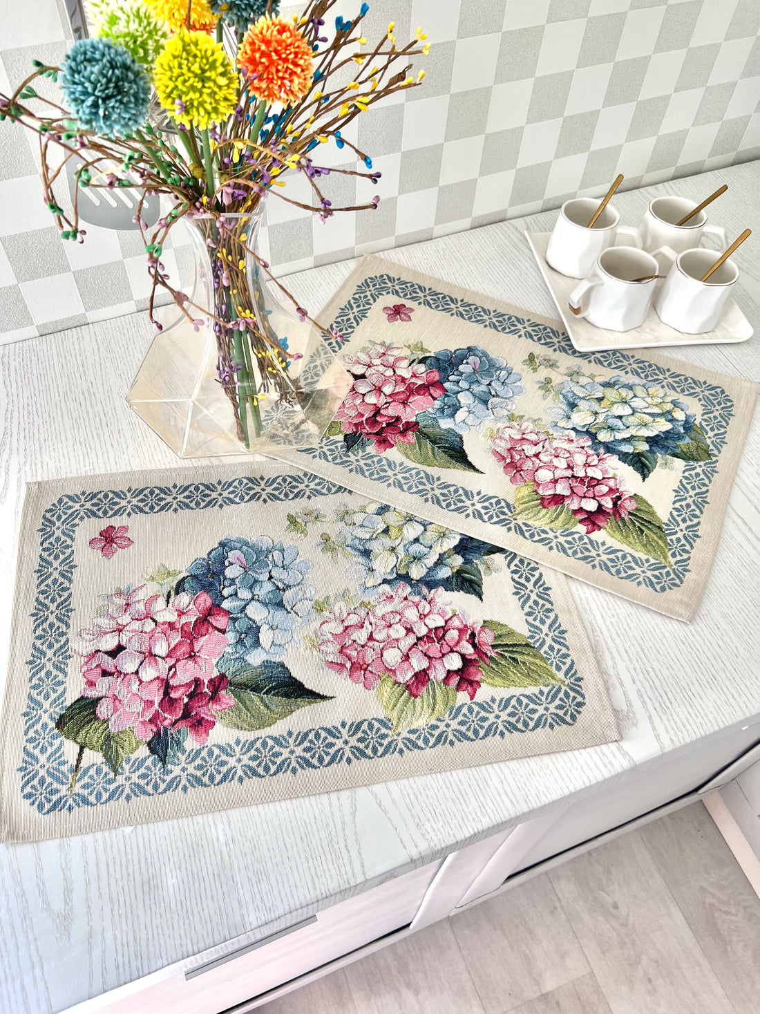 Placemat set «Hydrangea» - Premium Tapestry - Textile4Family