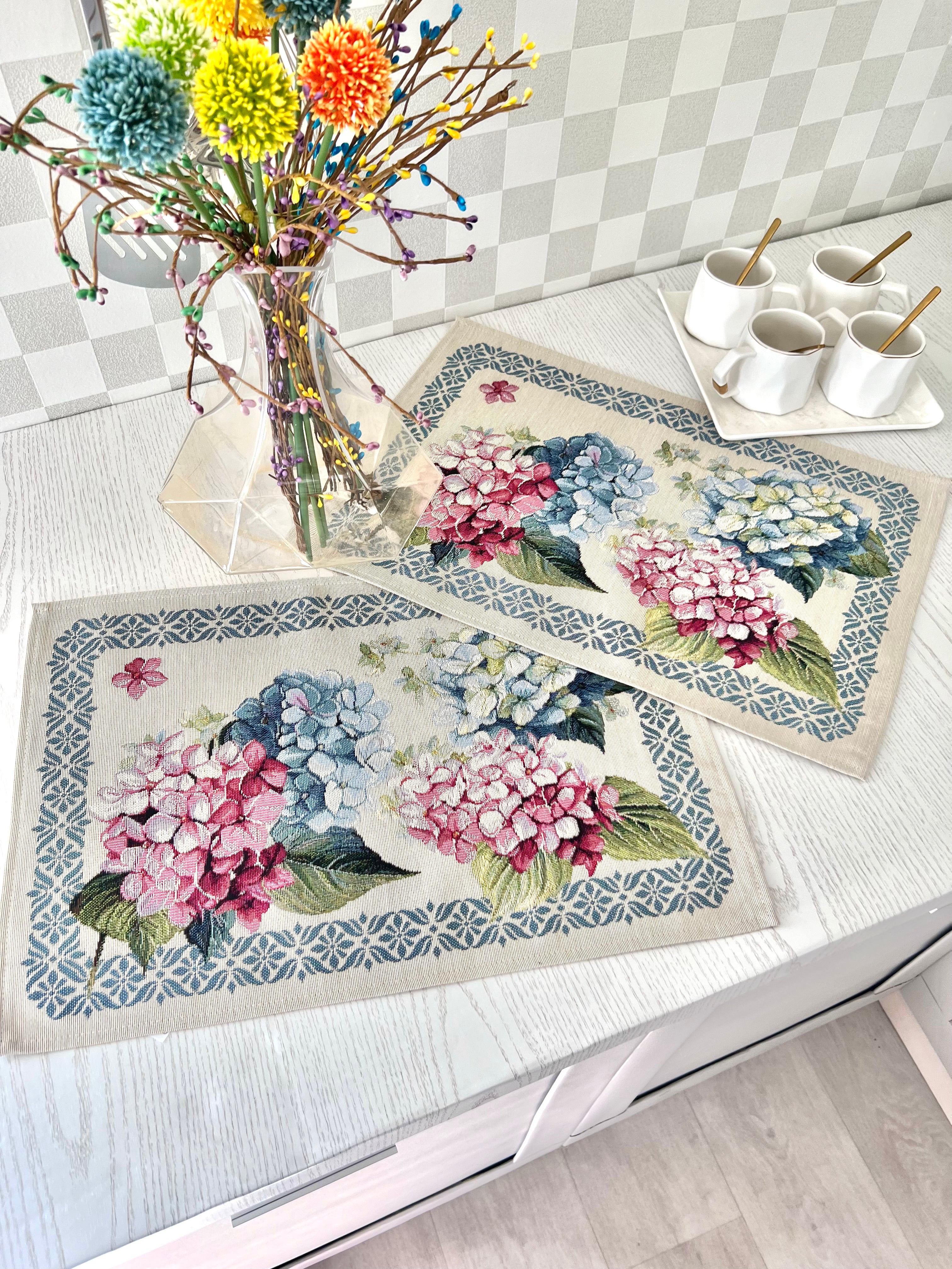 Placemat set «Hydrangea» - Premium Tapestry - Textile4Family