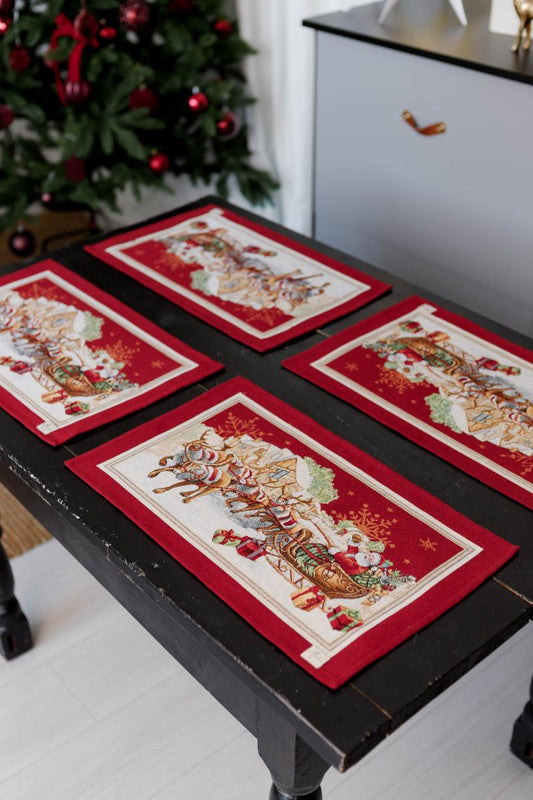 Christmas Placemat set «Present» with Golden Lurex - Premium Gobelin