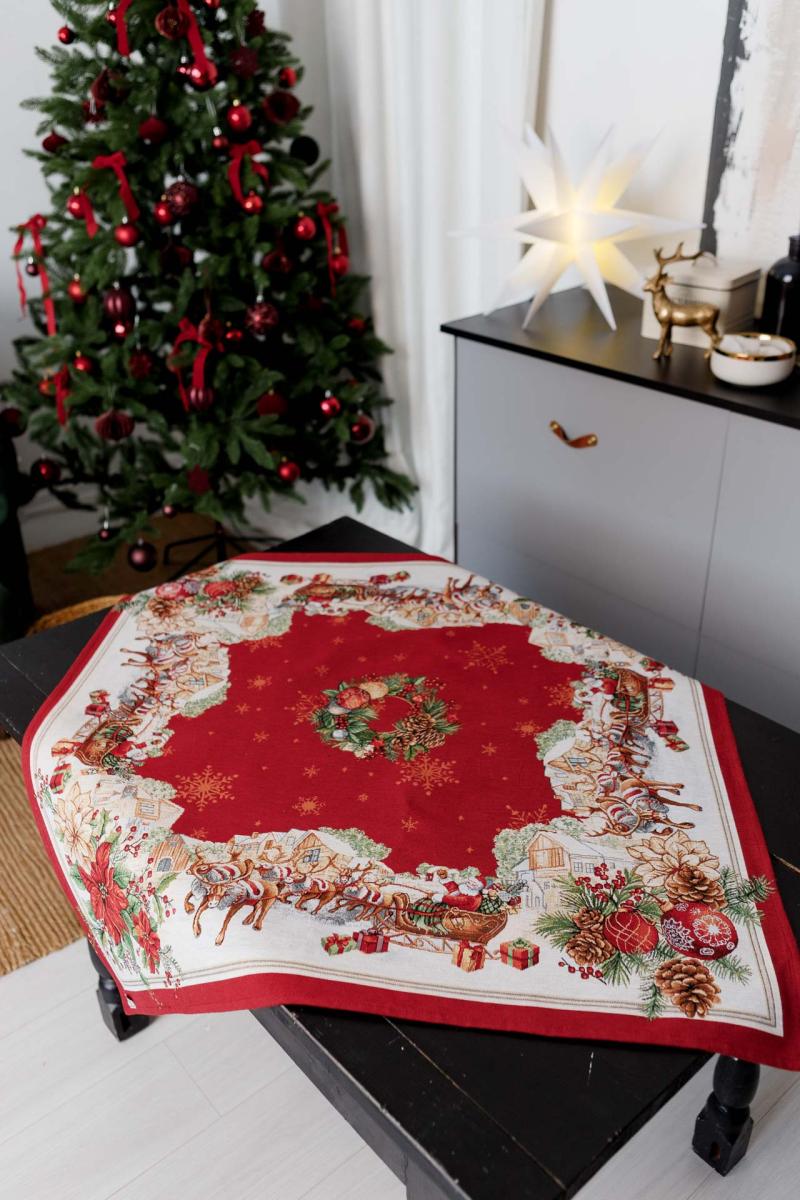 Christmas Tablecloth «Present» with Golden Lurex - Premium Gobelin - Textile4Family
