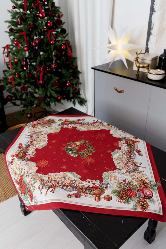 Christmas Tablecloth «Present» with Golden Lurex - Premium Gobelin
