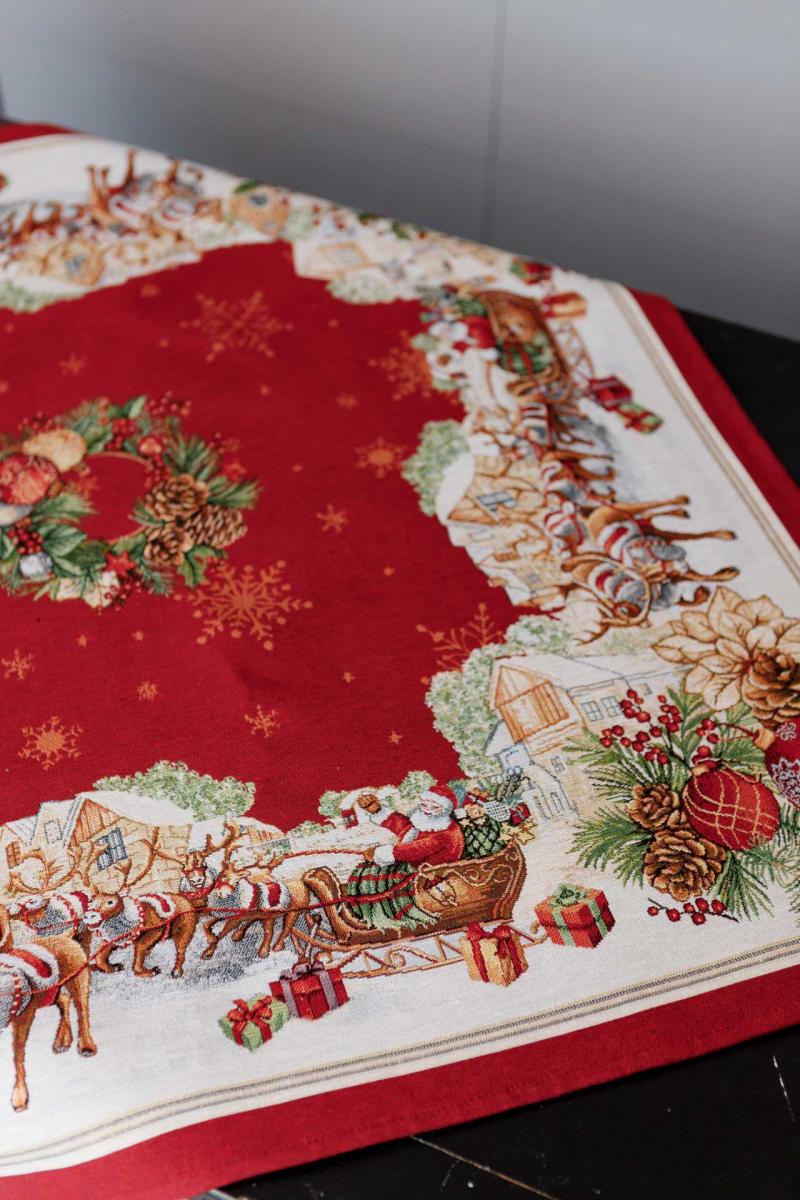 Christmas Tablecloth «Present» with Golden Lurex - Premium Gobelin