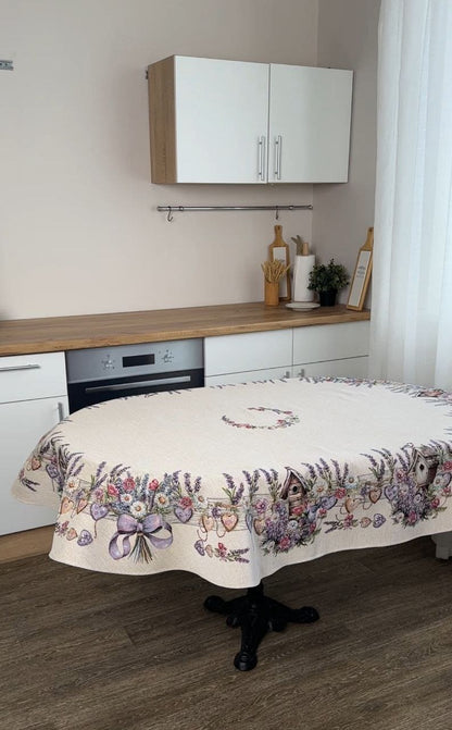 Oval Tablecloth «Lavender» - Luxury Tapestry - Textile4Family