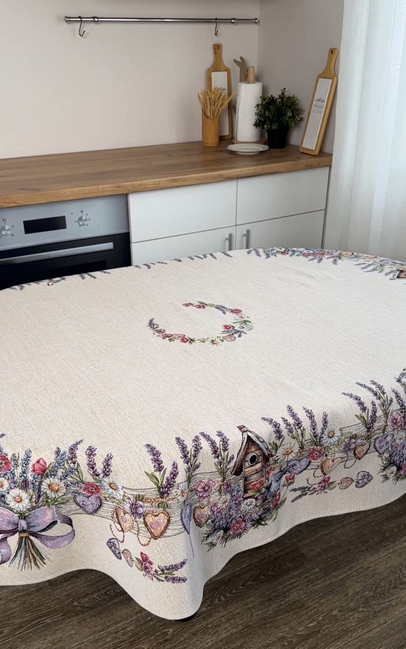 Oval Tablecloth «Lavender» - Luxury Tapestry - Textile4Family