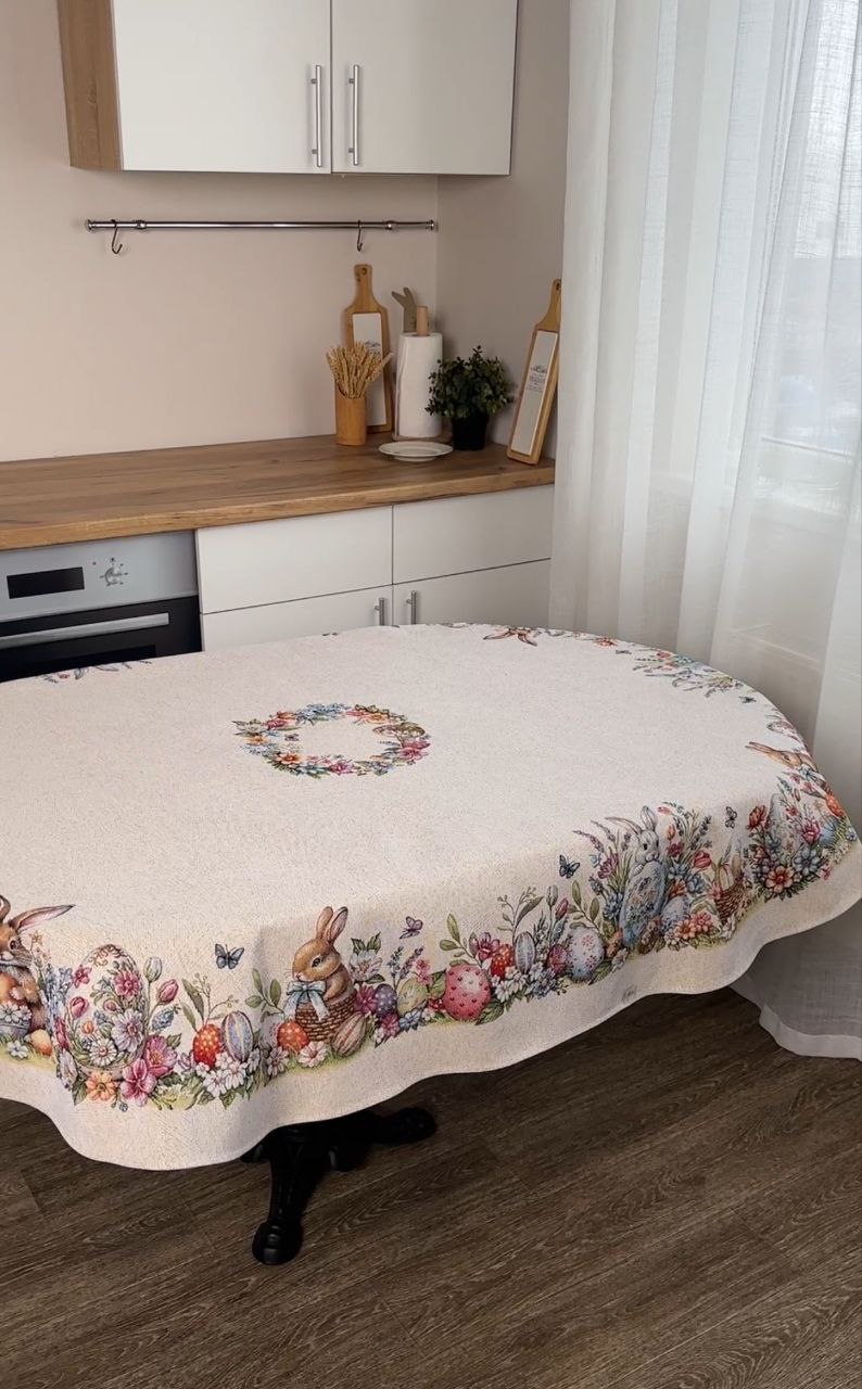 Easter Oval Tablecloth «Spring Easter Eggs» - Luxury Tapestry - Textile4Family