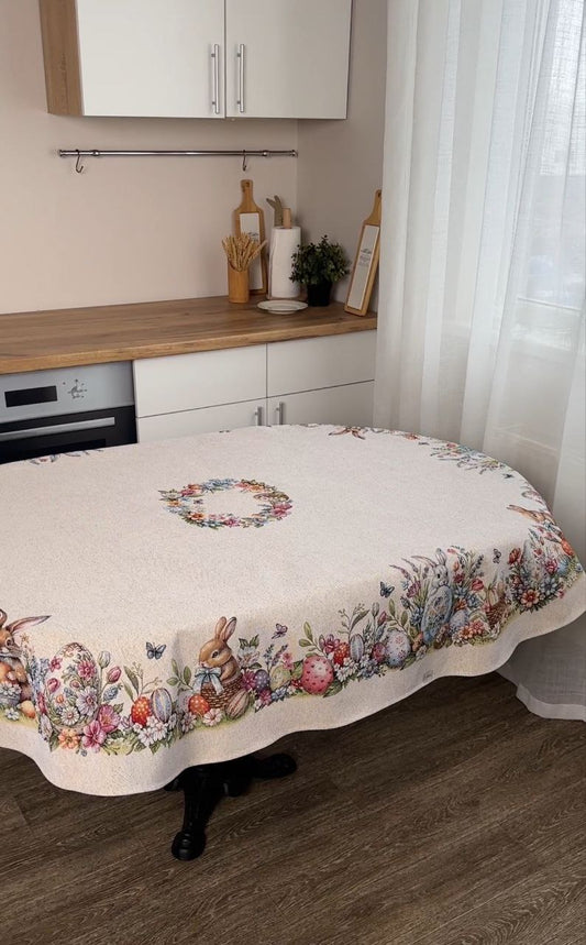 Easter Oval Tablecloth «Spring Easter Eggs» - Luxury Tapestry - Textile4Family