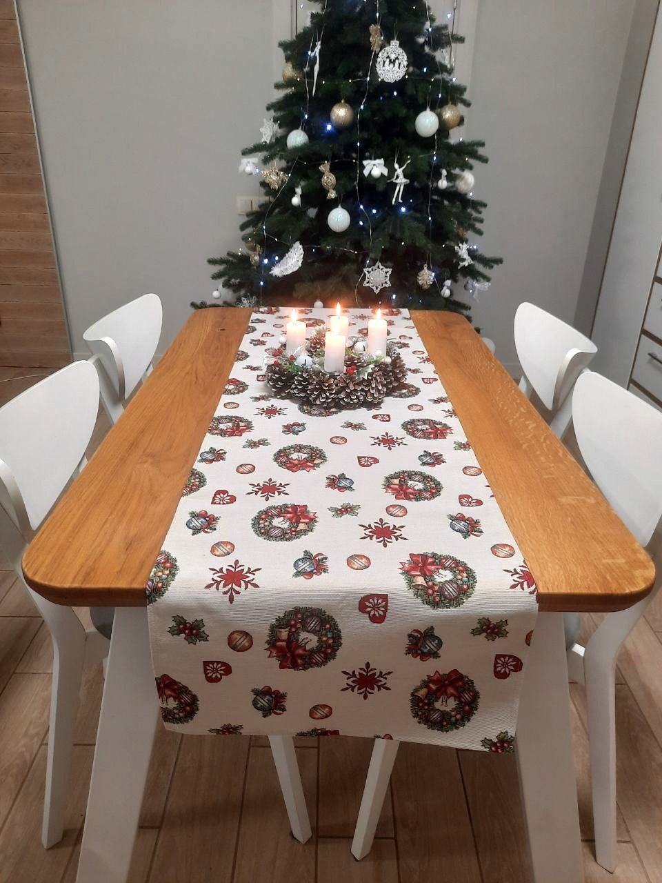 Christmas Tapestry Table Runner "Christmas Тoy starfall" Limaso Textile