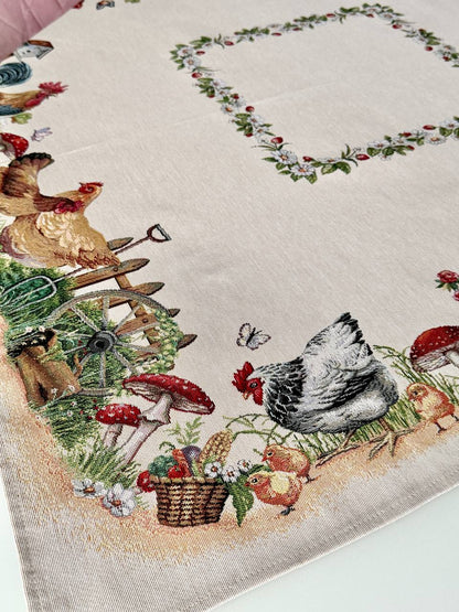 Tapestry tablecloth «Rooster and hens»