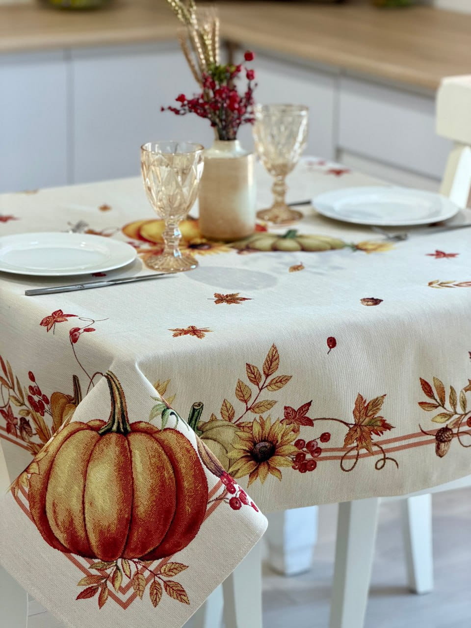 Autumn Rectangular tablecloth «Pumpkin» - High quality tapestry