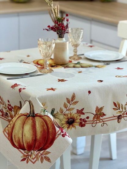 Autumn Rectangular tablecloth «Pumpkin» - High quality tapestry