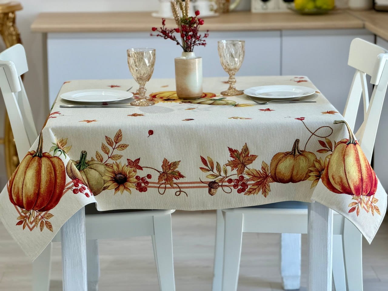 Autumn Rectangular tablecloth «Pumpkin» - High quality tapestry