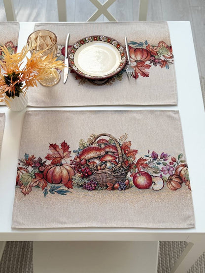 Autumn Placemat set «Fall Harvest» - High quality tapestry
