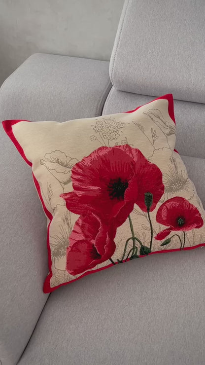 Tapestry cushion cover «Poppies»