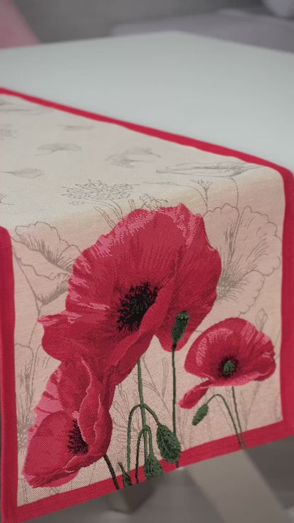 Tapestry table runner «Poppies»