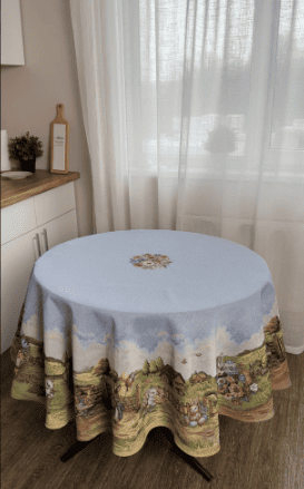 Easter Round Tablecloth «Bunny countryside» - Luxury Tapestry - Textile4Family