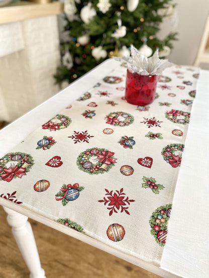 Christmas Tapestry Table Runner "Christmas Тoy starfall"