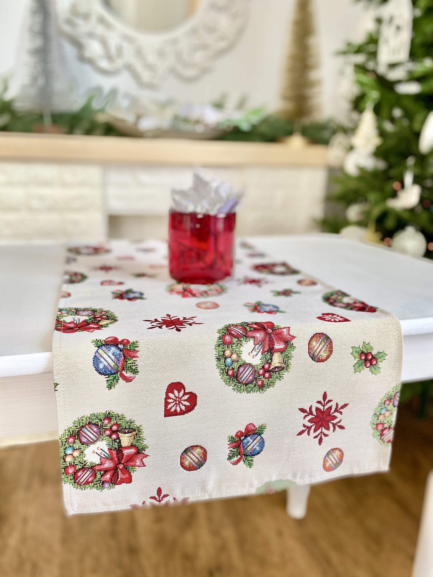 Buy Christmas Tapestry Table Runner "Christmas Тoy starfall" UK Textil4Family