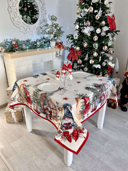 Christmas tapestry tablecloth «Federica» with silver thread