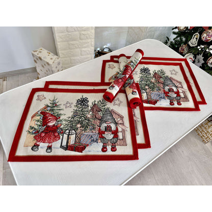 Winter Holiday Placemat «Federica» with silver thread