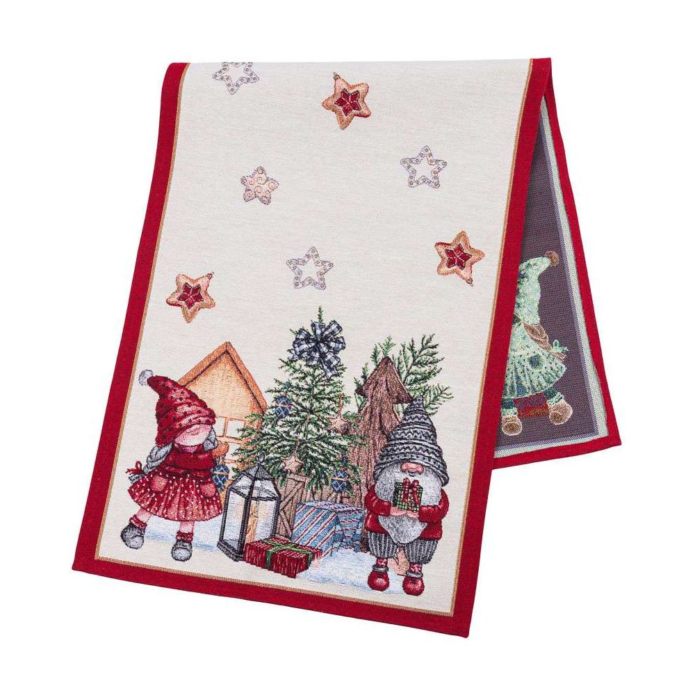 Christmas Tapestry Table runner «Federica» with silver thread