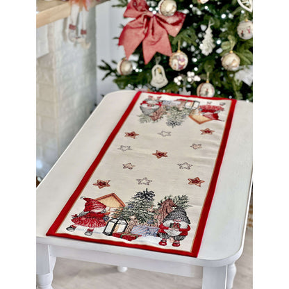 Christmas Tapestry Table runner «Federica» with silver thread