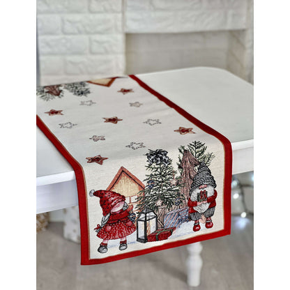 Christmas Tapestry Table runner «Federica» with silver thread