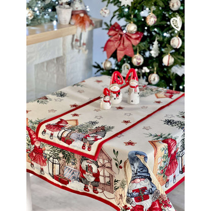 Christmas Tapestry Table runner «Federica» with silver thread