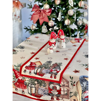 Christmas Tapestry Table runner «Federica» with silver thread