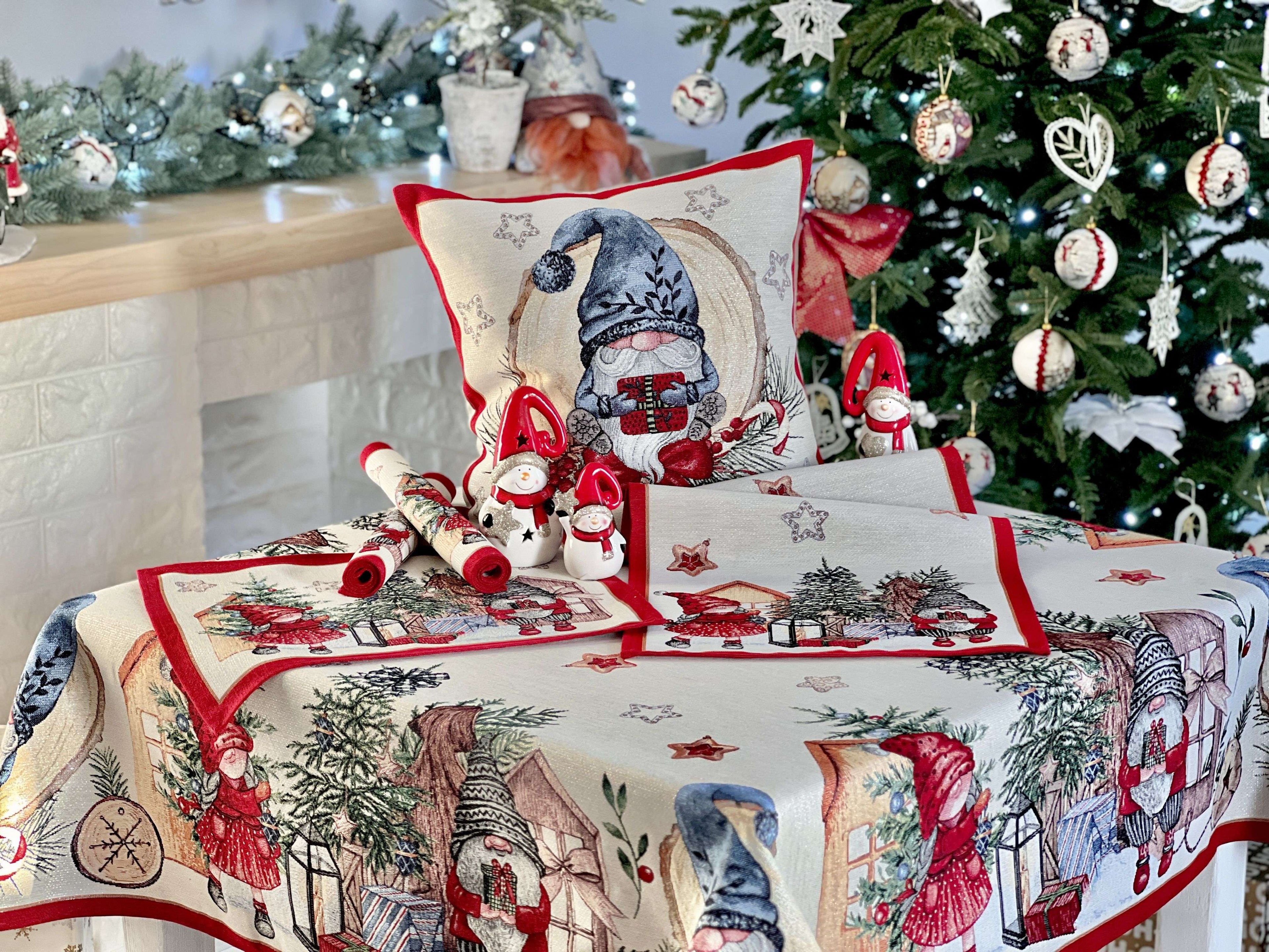 Christmas tapestry tablecloth «Federica» with silver thread Limaso Textile