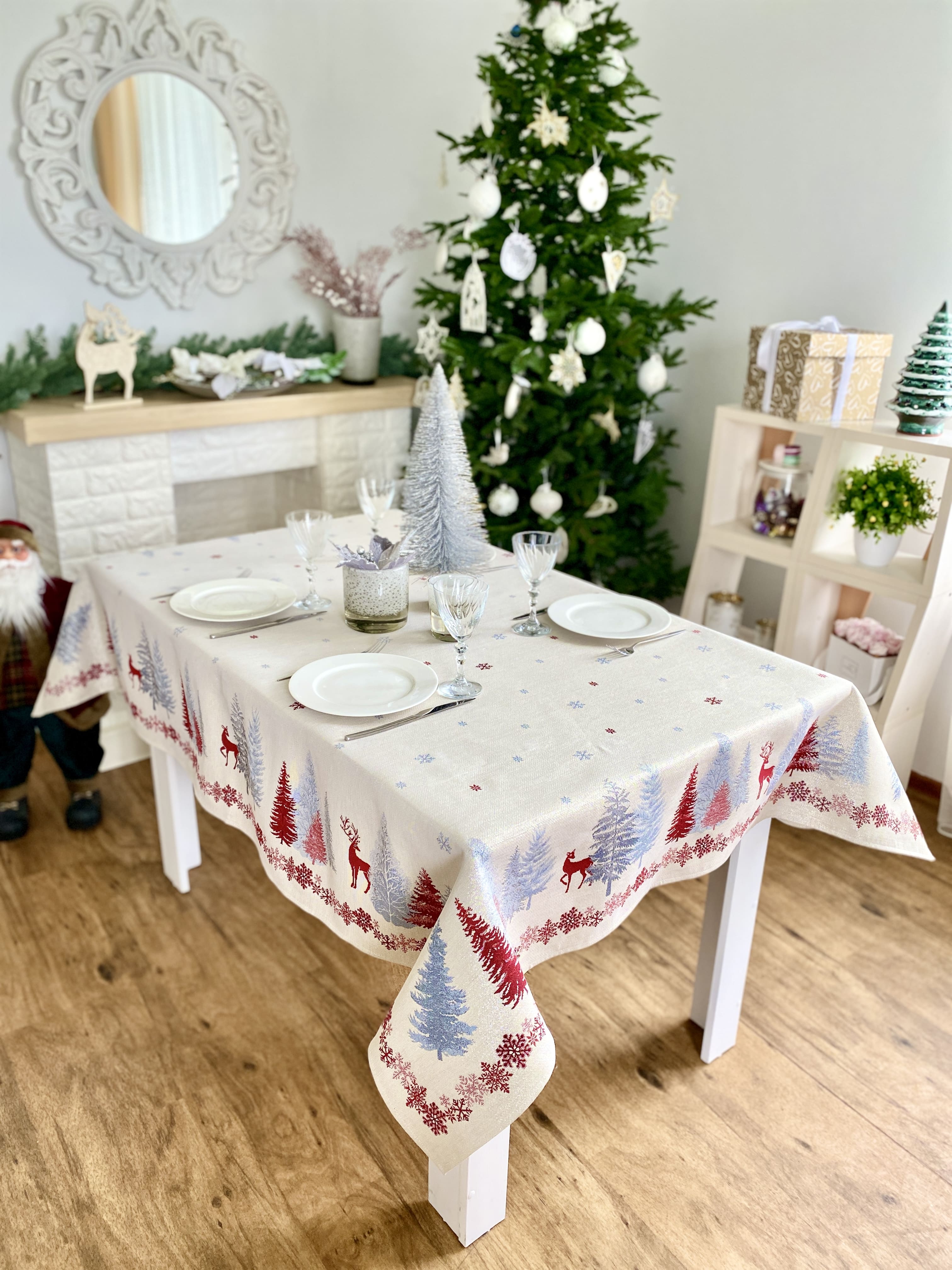 Christmas tapestry Tablecloth "Christmas symphony" with silver thread