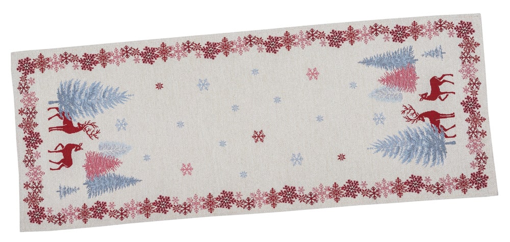 Buy Christmas Tapestry Table Runner "Christmas symphony" with silver thread UK Textil4Family