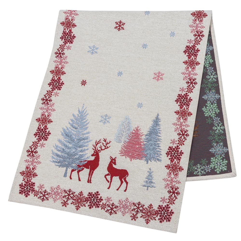 Christmas Tapestry Table Runner "Christmas symphony" with silver thread