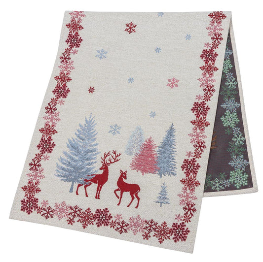 Buy Christmas Tapestry Table Runner "Christmas symphony" with silver thread UK Textil4Family