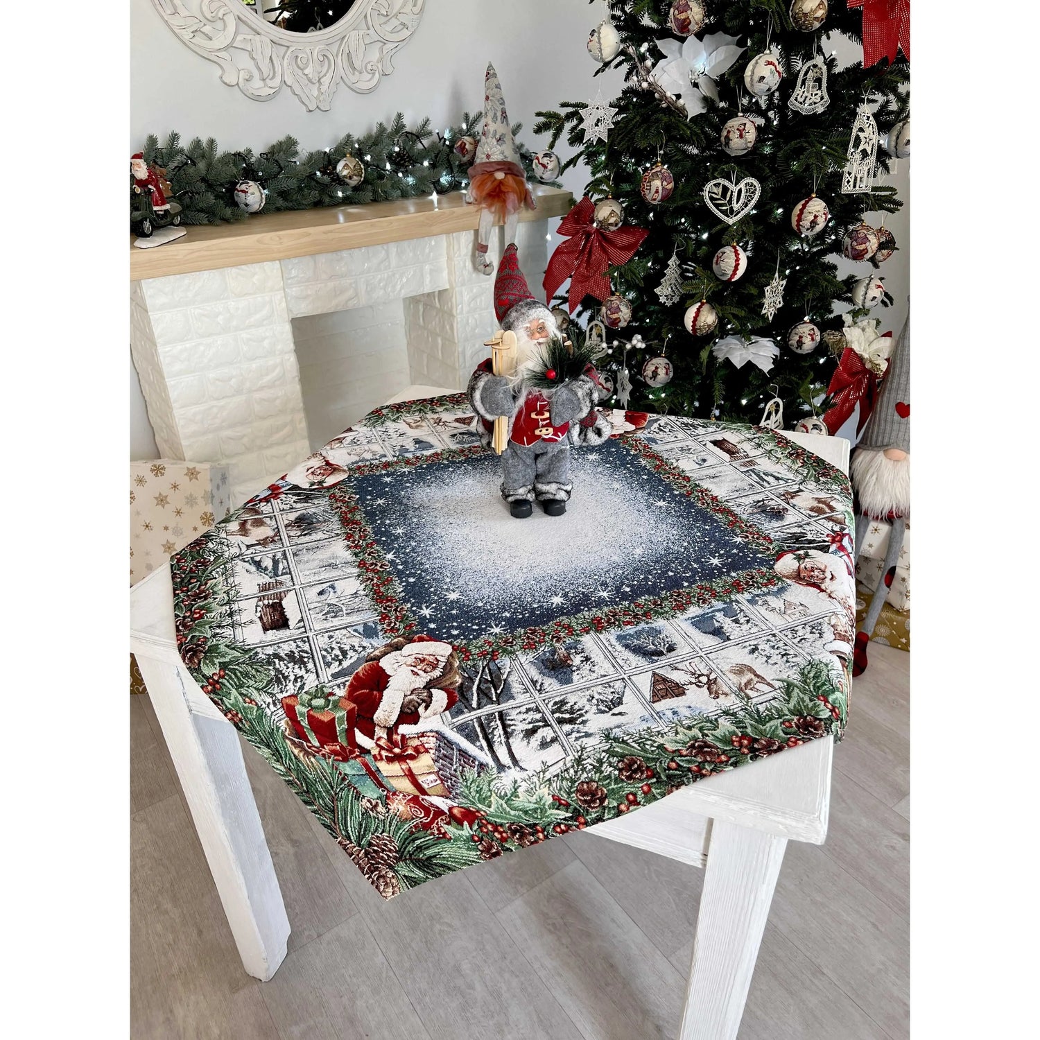 Christmas tapestry tablecloth «WINDOW» With microfibre Limaso Textile