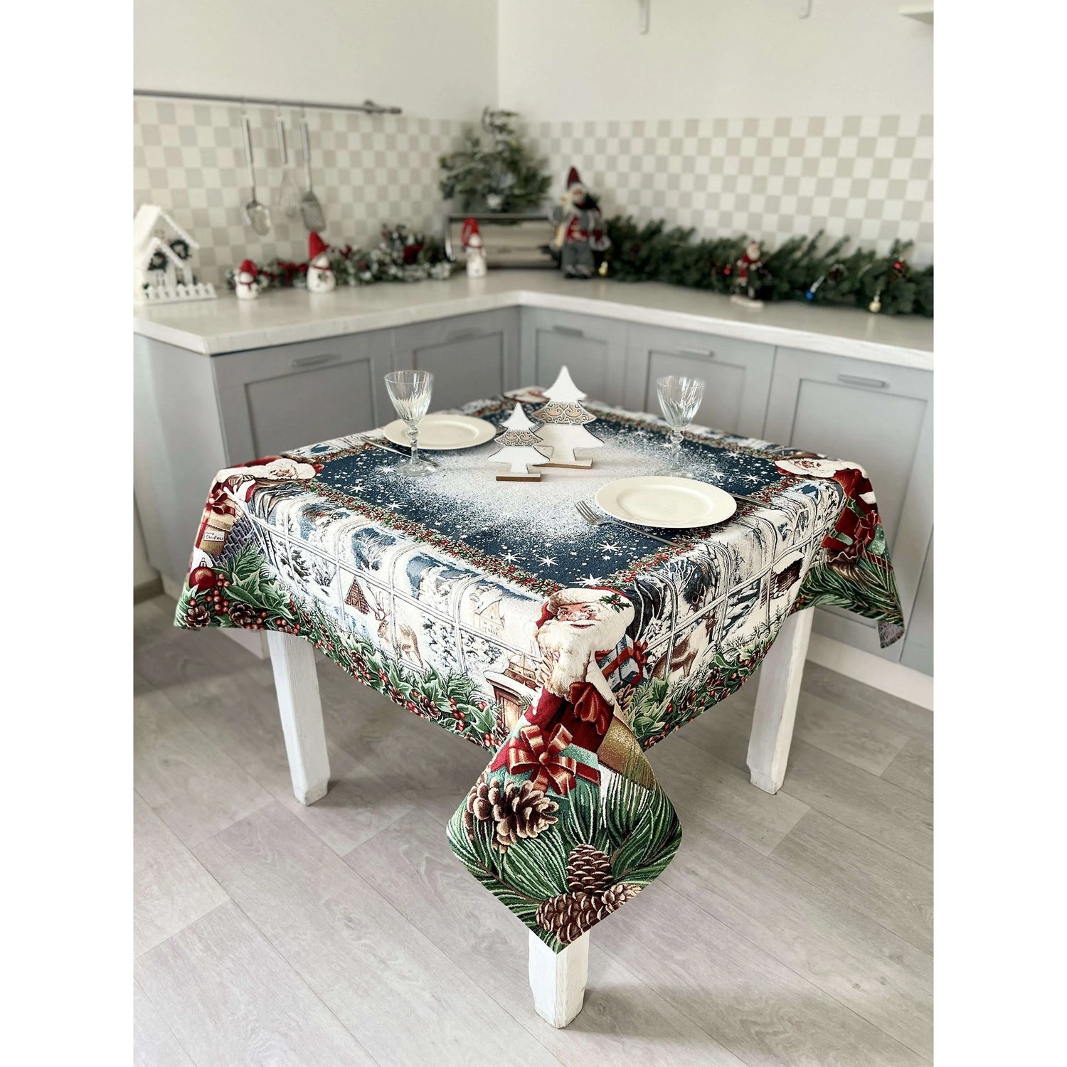 Christmas tapestry tablecloth «WINDOW» With microfibre Limaso Textile